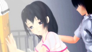 Cute anime doll gives BJ and gets hard fucked