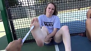 Innocent girl became foot fetish fap material