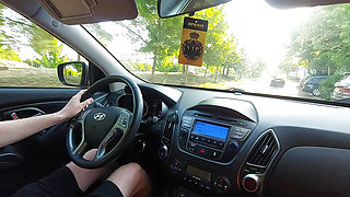 Stepmom wears high heels and teases her stepson in the car on the way to work in the morning