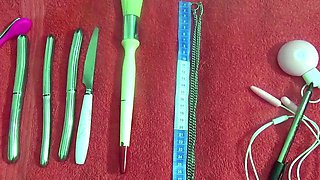 Japanese Wife Cervix insertion objects 2 vibrators and chain
