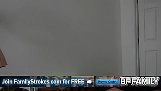 Thick step brother can't stop snooping on step stepsister