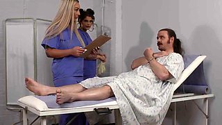 CFNM nurses suck and jerk in 3some