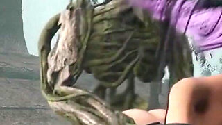 Tree monster fucks witch