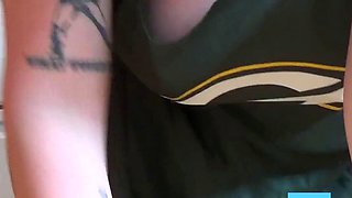 Curvy Tattooed Fan Fucks Herself in the Kitchen