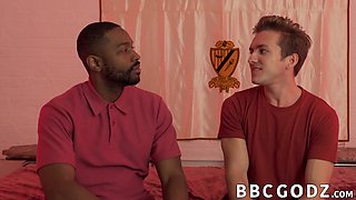Ebony stud sucks twinks cock and pounds his ass raw