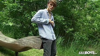Cute slim boy Owen Wyatt with huge big uncut dick