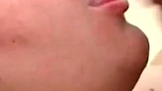 BBW chick gets a warm load in her mouth in close up