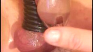 Mistress busts and ruins her chastity slave