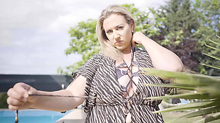 At the Pool Chubby Blonde Shows off Her Horny Big Tits
