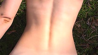 Perfect body girl gets cum in her ass outdoor