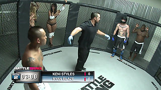 Babe gets her cum in mouth after being a fuck-prize for the winner