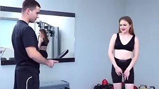 GIRLSRIMMING - Juicy rimming training with blonde teen at the gym