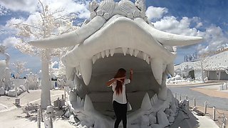 Thai girlfriend gives her white boyfriend a footjob and more