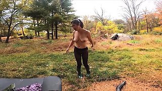 Hot Stepmom Flashes Her Tight Pantyhose Ass While Camping - Sammi Starfish