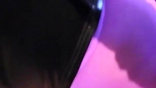 Purple nylon pantyhose head and legs