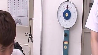 Japanese Nurse Masturbates in Front of a Patient While Doctor Plays with Her Tits
