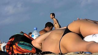 Morning beach nudity caught on by beach hidden cam