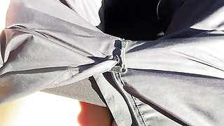 Risky outdoor car masturbation, riding the gear lever, moaning and orgasm (POV)