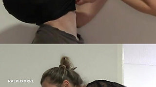 Cuckold Husband Takes Free Pizza, Wife Fucks Pizza Delivery Man and Feeds Husband His Cum