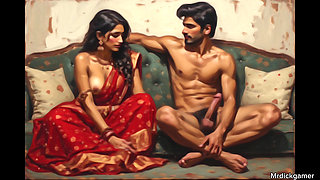 Two desi indian girl in hotel room with their office boss hot threesome pussy fucking