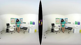 Virtual Nurse; Petite Brunette Nurse Strip Solo Thin Small Tits