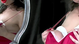 Horny Drooling Slut Milks Her Tits