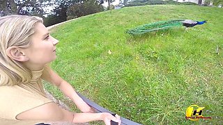 Walking with Milking Boobs Babe in Park