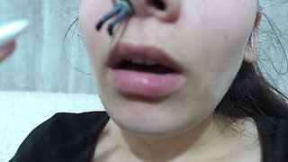 My Giantess Stepsister Puts Tiny Stepbrother in Her Nose as Punishment and Plays with Him