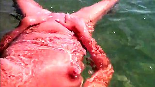 Naked Swimming MILF at the Beach