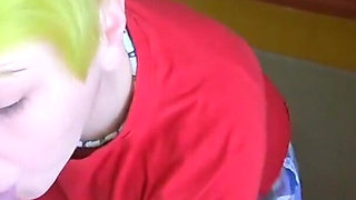 Cock and ball sucking blowjob with cum swallow
