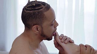 Jamie Michelle cheats on her husband with Donny Sins, featuring a foot fetish.