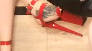 Lady Angela Male Submissive Worsips Red Pleaser High Heels