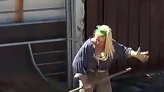 Hot Blonde MILF with Big Tits Fucked and Cumshot in Mouth by Mechanic