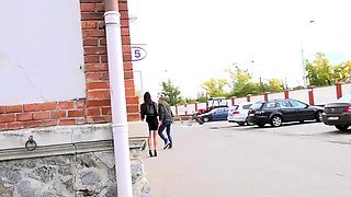 skinny slut takes prick in mouth and twat