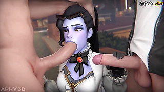 Widowmaker Gets Two Giant Cocks [Subtitled in Spanish]