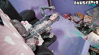 Full Sleeve Alt Girl Goes Anal Crazy on Cam Live Toy Ass Fucking