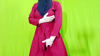 Arabian woman enjoying taking off all her clothes