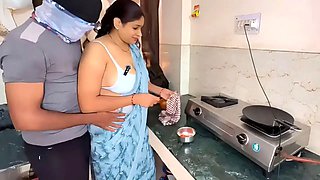 Indian Unsatisfied Bhabhi Lusty Sex with Devar On Kitchen Stand, Hindi Audio Sex
