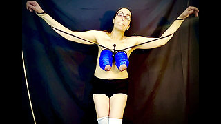 Tits in Bondage Blue Tape HD