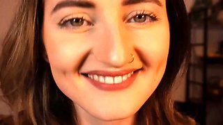 Girl Licks Lens, Kisses and Makes Mouth Sounds in ASMR POV Solo