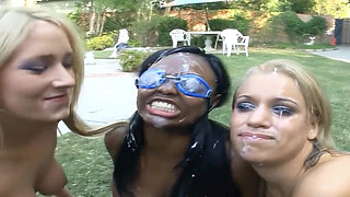 Ebony Outdoor Blowbang Gangbang