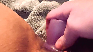 Playing with a fleshlight and pocket pussy toy Tribbing them on my big horny clit it felt amazing