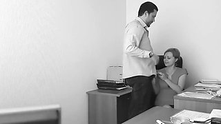 Big Ass Boss Fucks My Wife At The Office Again. Slutty Secretary Creampie Mature Blowjob