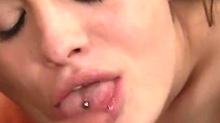 Monica Rise rides on boyfriend's huge dick and sucks it up