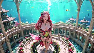 Deep Sea Fantasy! The Pink-Haired Mermaid Queen lounges in the azure palace.