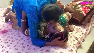 Suhag rat--- Frist night after marriage -- newly bride eating cum like a bitch