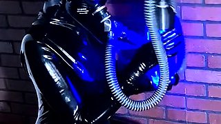 Kinky solo session with MILF freak in full body latex suit