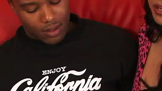 MILF makes the little bitch play with his black man's cock