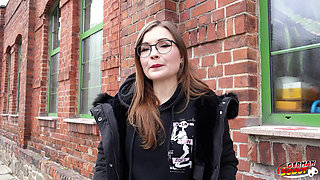 German Scout - German Small Glasses Student Tiny Emily Pick up and Talk to Casting Fuck