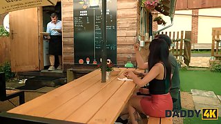 Daddy4k. risky outdoor bang with bf's daddy